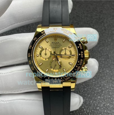 Noob V3 Rolex Daytona Yellow Gold Watch 40MM Black Oysterflex Strap